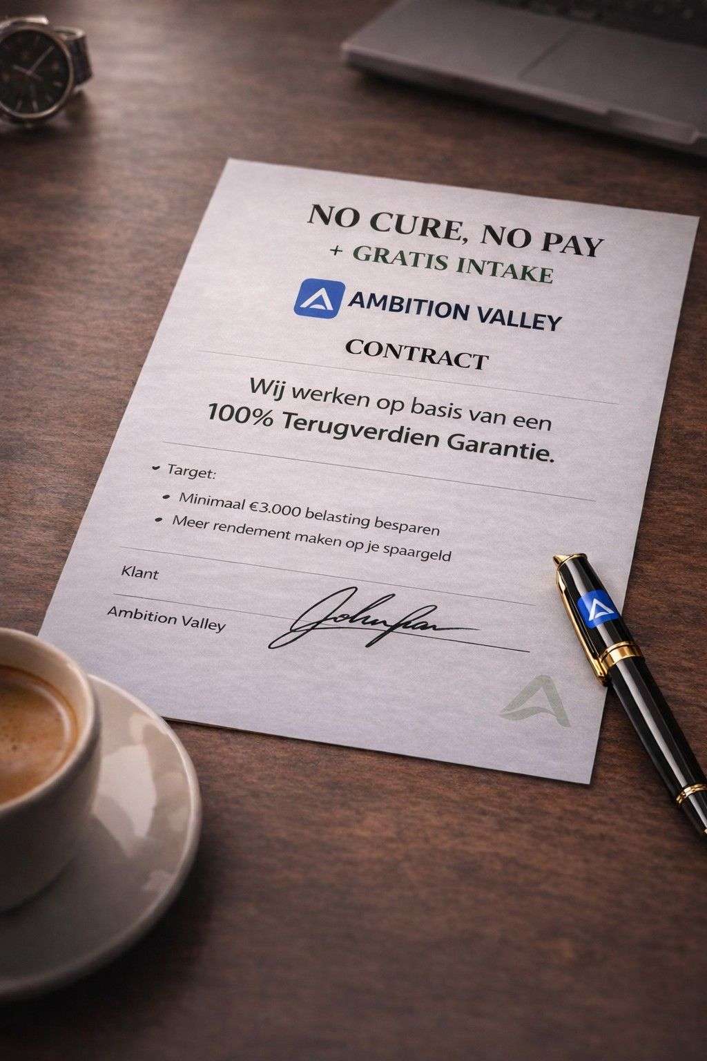 Ambition Valley No Cure No Pay Contract - 100% Terugverdiengarantie